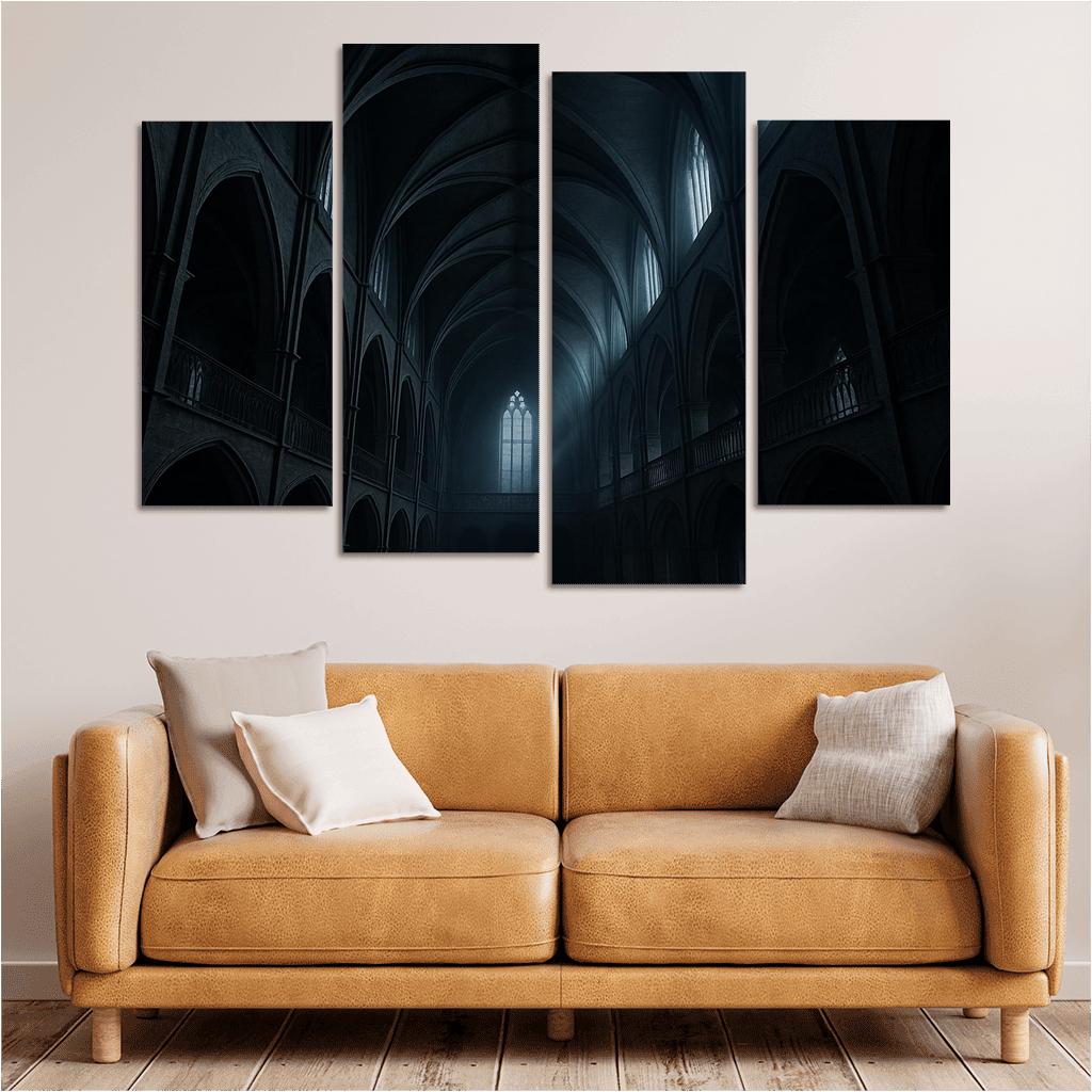 Brutalist Gothic Archive Atrium canvas paintings frame