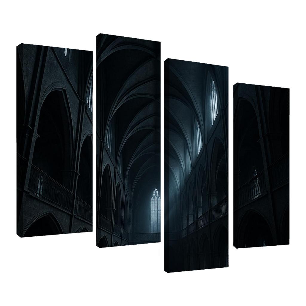 Brutalist Gothic Archive Atrium canvas paintings frame