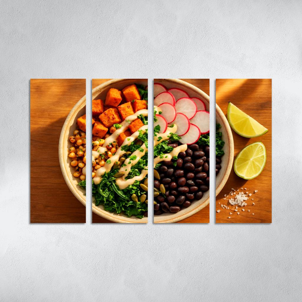 Smoky Sweet Potato And Charred Corn Salad With Lime Tahini Drizzle canvas paintings frame