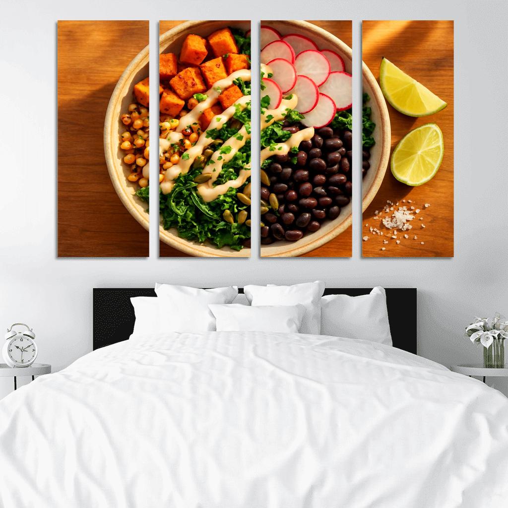 Smoky Sweet Potato And Charred Corn Salad With Lime Tahini Drizzle canvas paintings frame