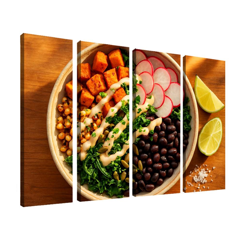 Smoky Sweet Potato And Charred Corn Salad With Lime Tahini Drizzle canvas paintings frame