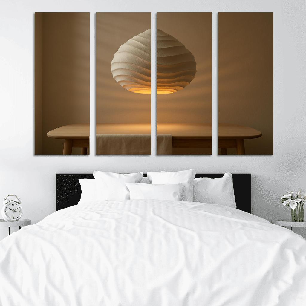 Sculptural Paper Pulp Pendant Light With Layered Ridges oil paintings frame