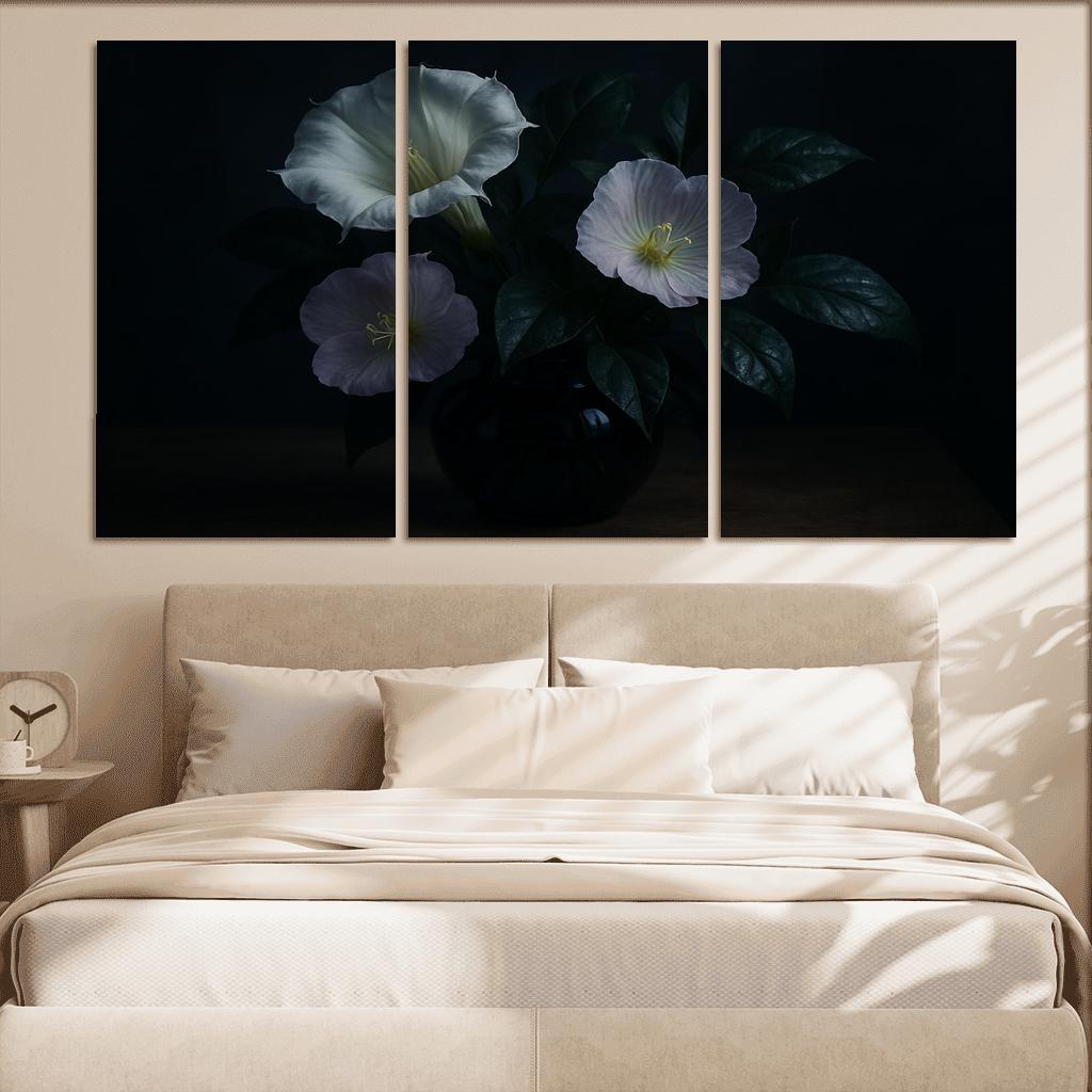 Nocturnal Botanica In Indigo Glass abstract paintings frame