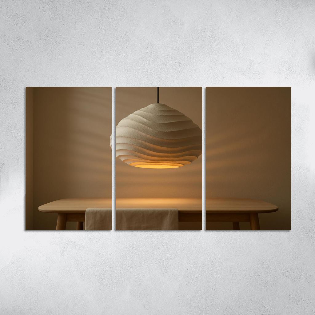Sculptural Paper Pulp Pendant Light With Layered Ridges oil paintings frame