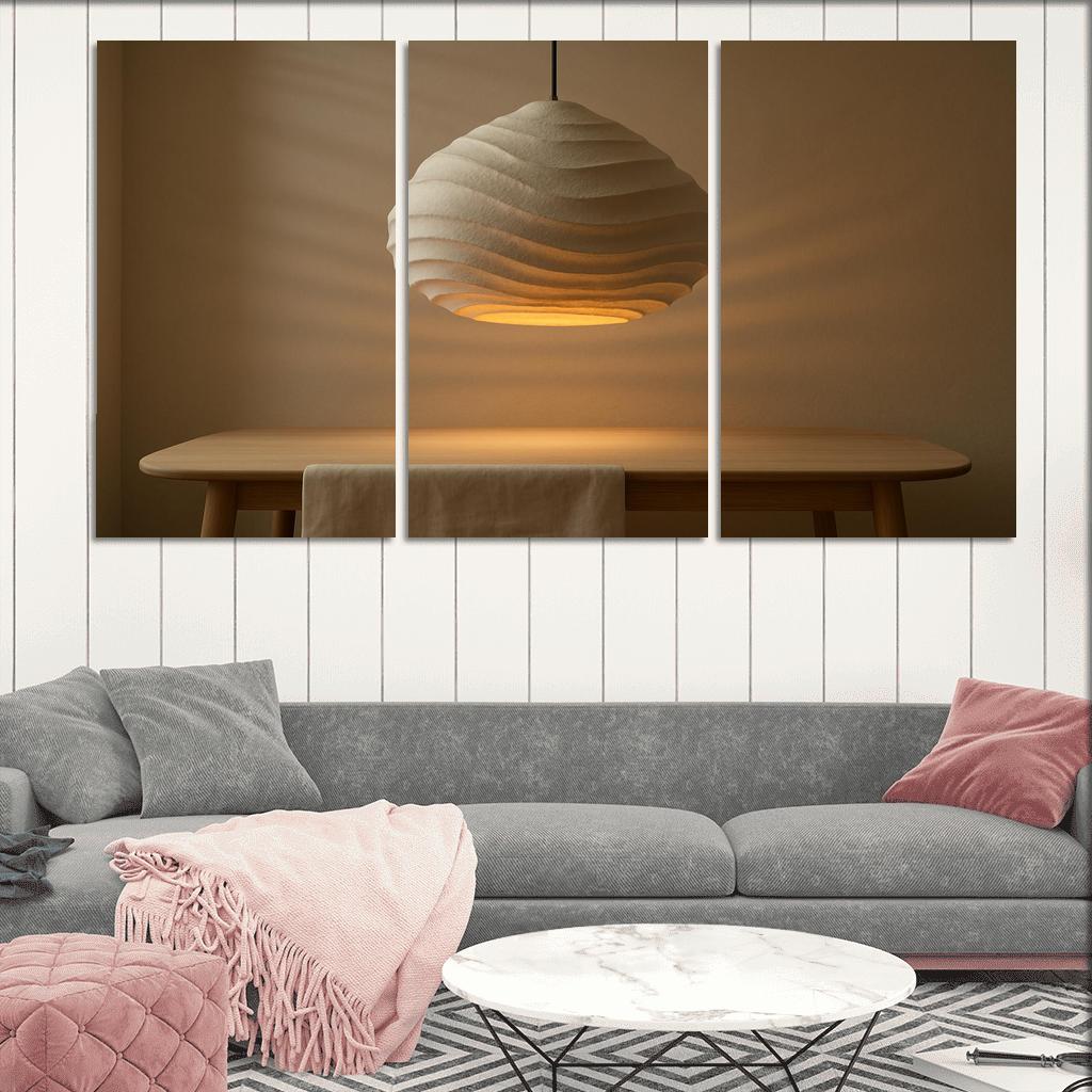 Sculptural Paper Pulp Pendant Light With Layered Ridges oil paintings frame