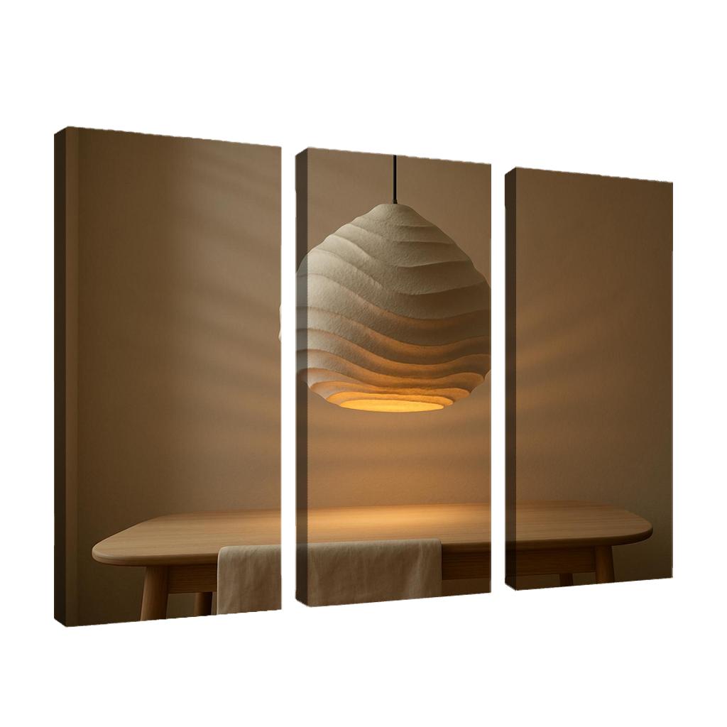 Sculptural Paper Pulp Pendant Light With Layered Ridges oil paintings frame