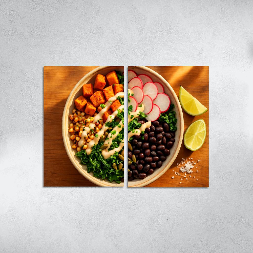 Smoky Sweet Potato And Charred Corn Salad With Lime Tahini Drizzle canvas paintings frame