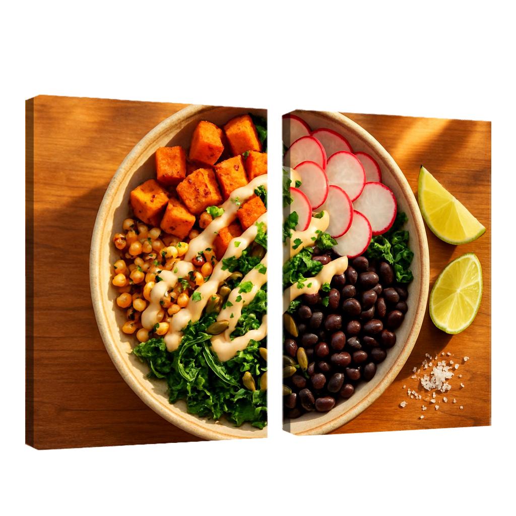 Smoky Sweet Potato And Charred Corn Salad With Lime Tahini Drizzle canvas paintings frame