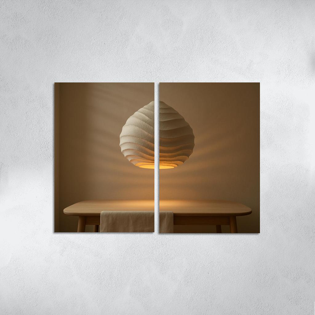 Sculptural Paper Pulp Pendant Light With Layered Ridges oil paintings frame