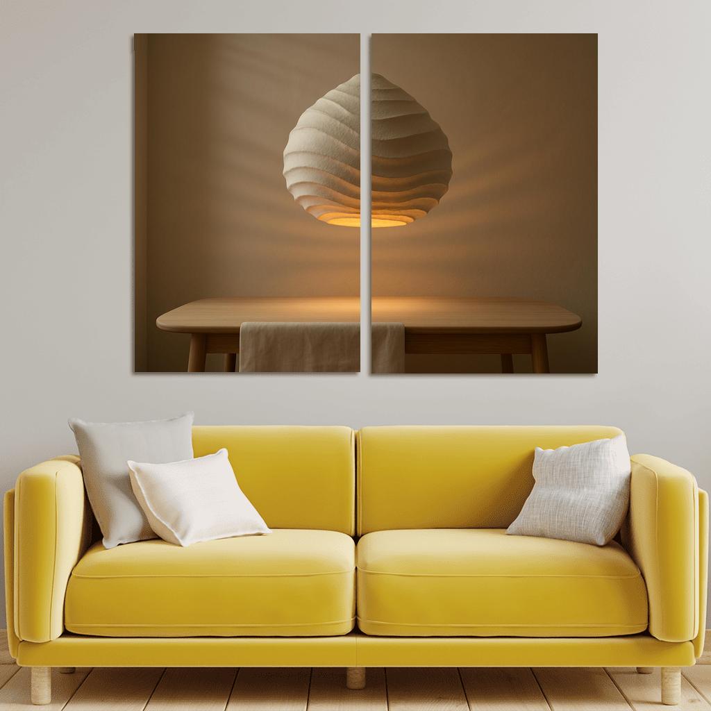 Sculptural Paper Pulp Pendant Light With Layered Ridges oil paintings frame