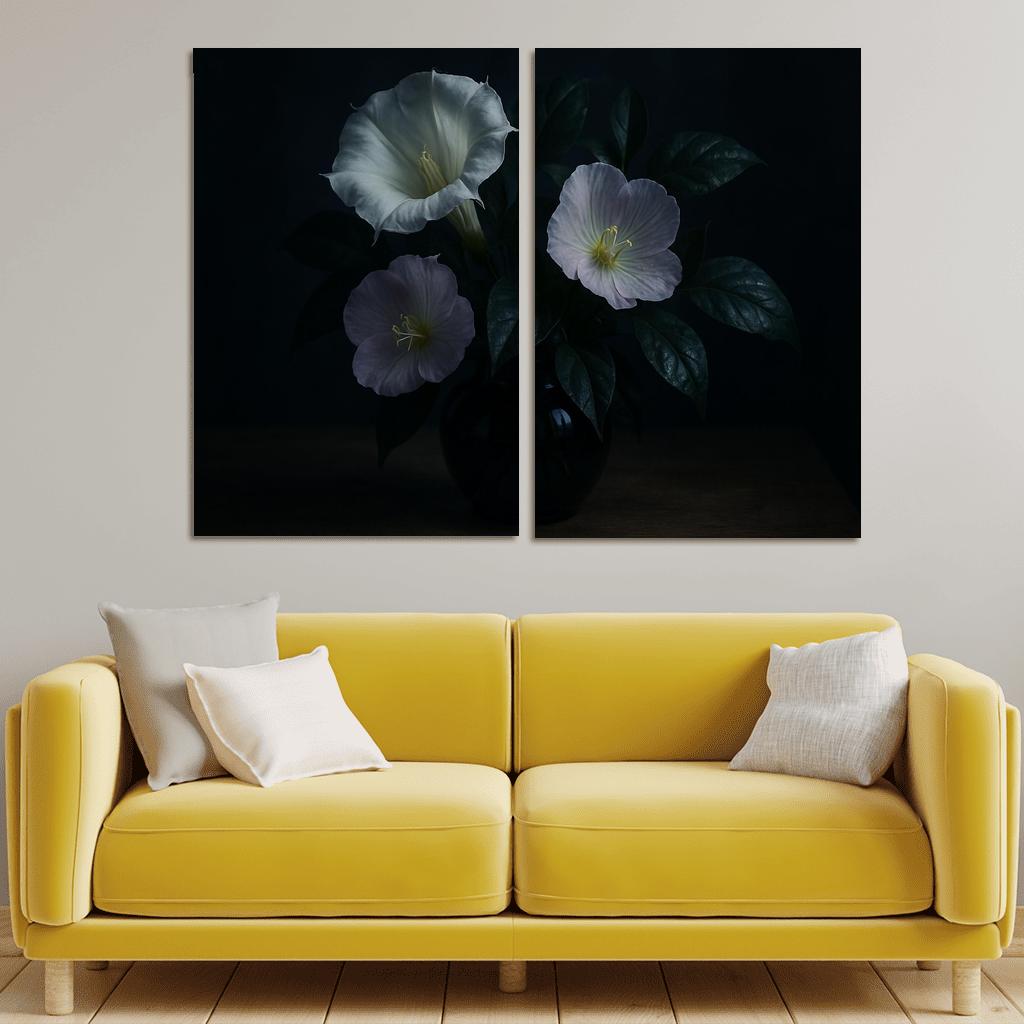 Nocturnal Botanica In Indigo Glass abstract paintings frame