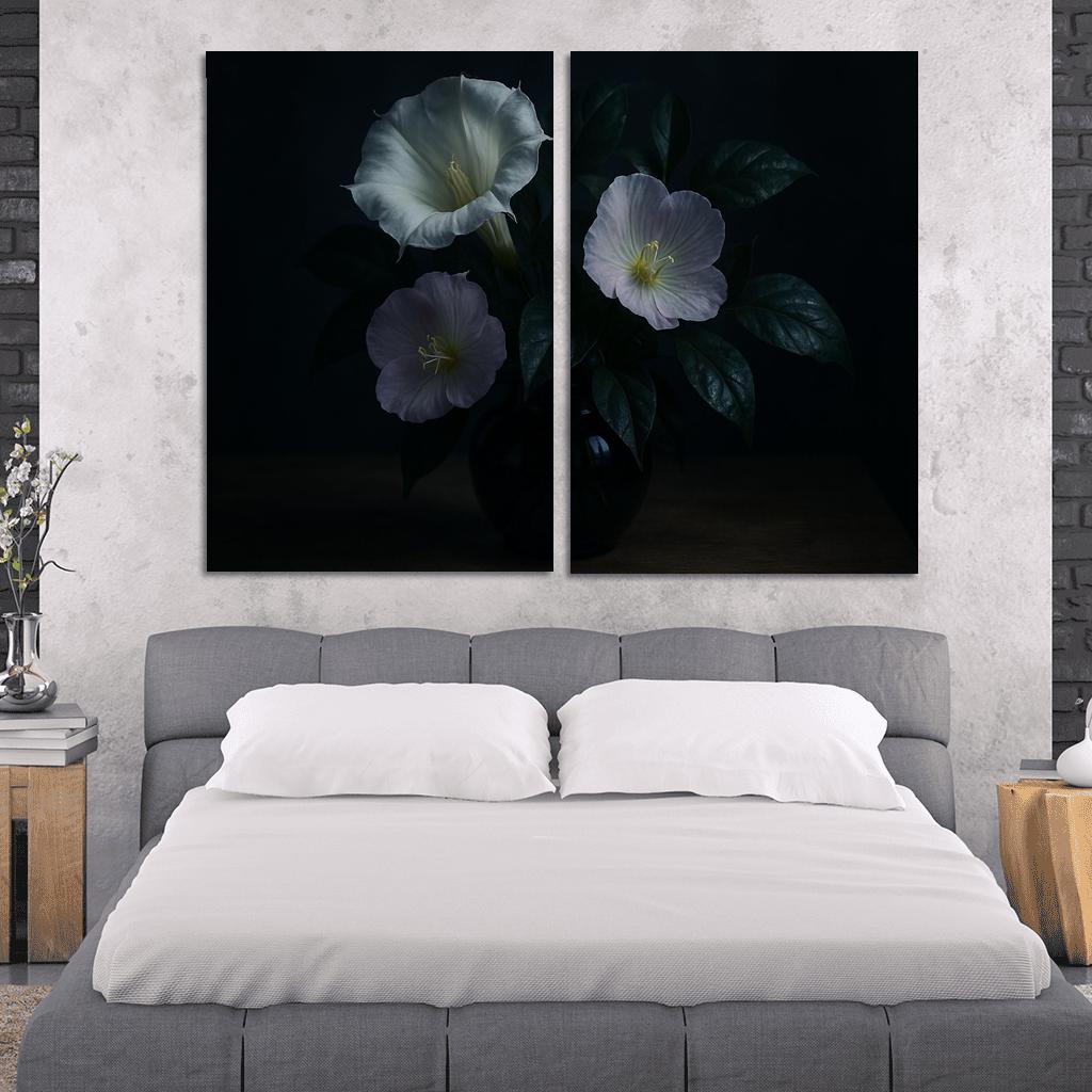 Nocturnal Botanica In Indigo Glass abstract paintings frame