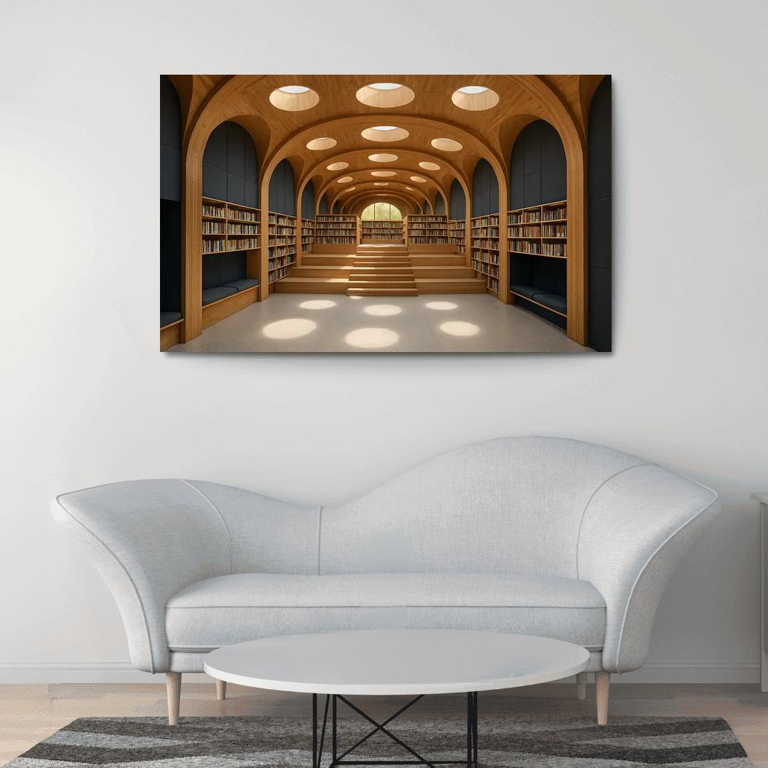 Timber Vault Library With Daylight Constellations decor