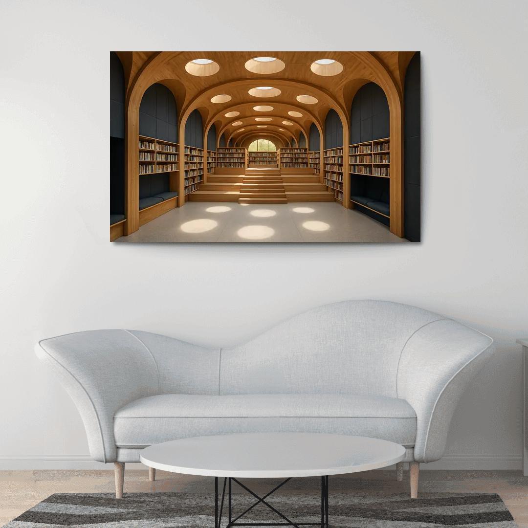 Timber Vault Library With Daylight Constellations decor