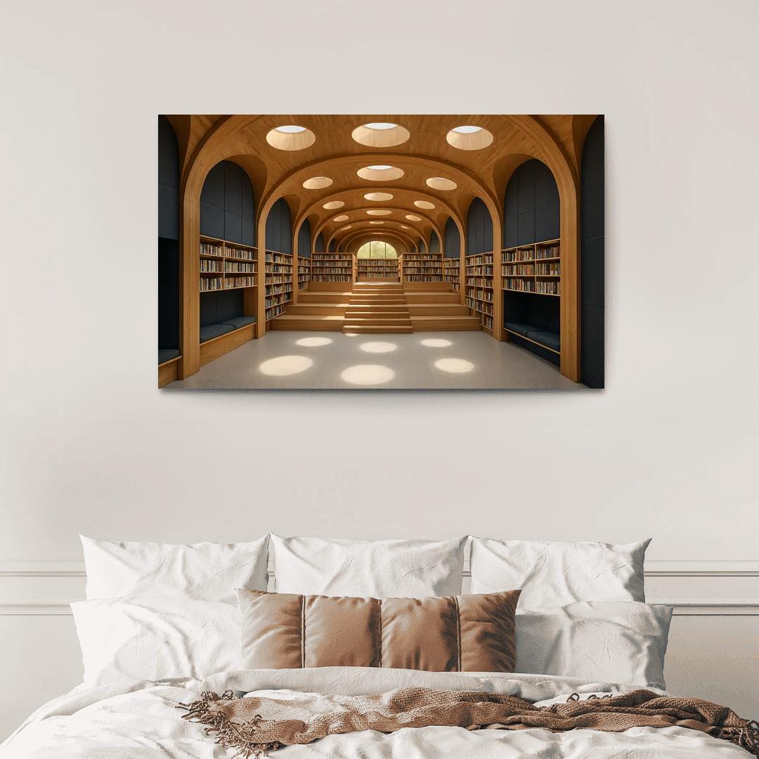 Timber Vault Library With Daylight Constellations decor