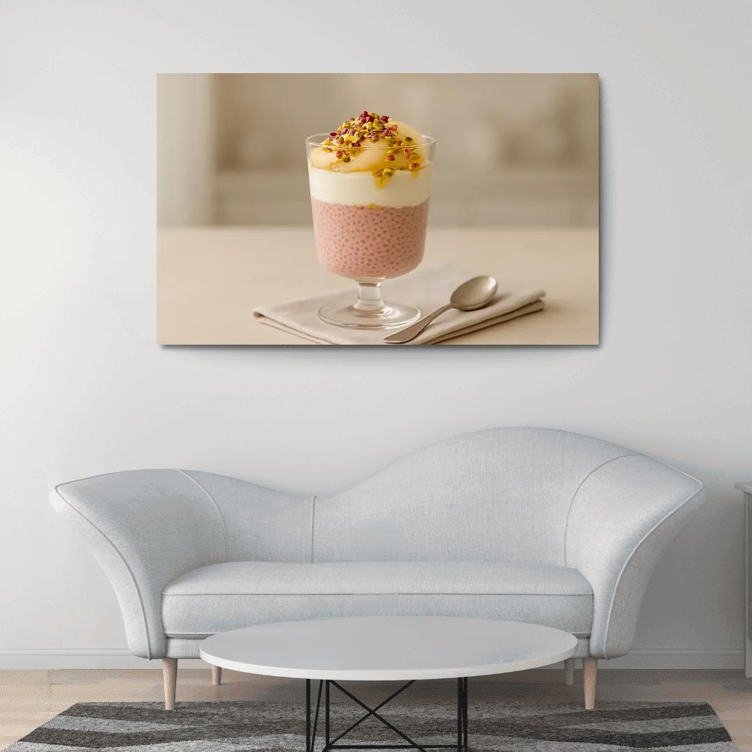 Rose Cardamom Chia Pudding Parfait With Poached Pear And Pistachio Crunch custom paintings frame