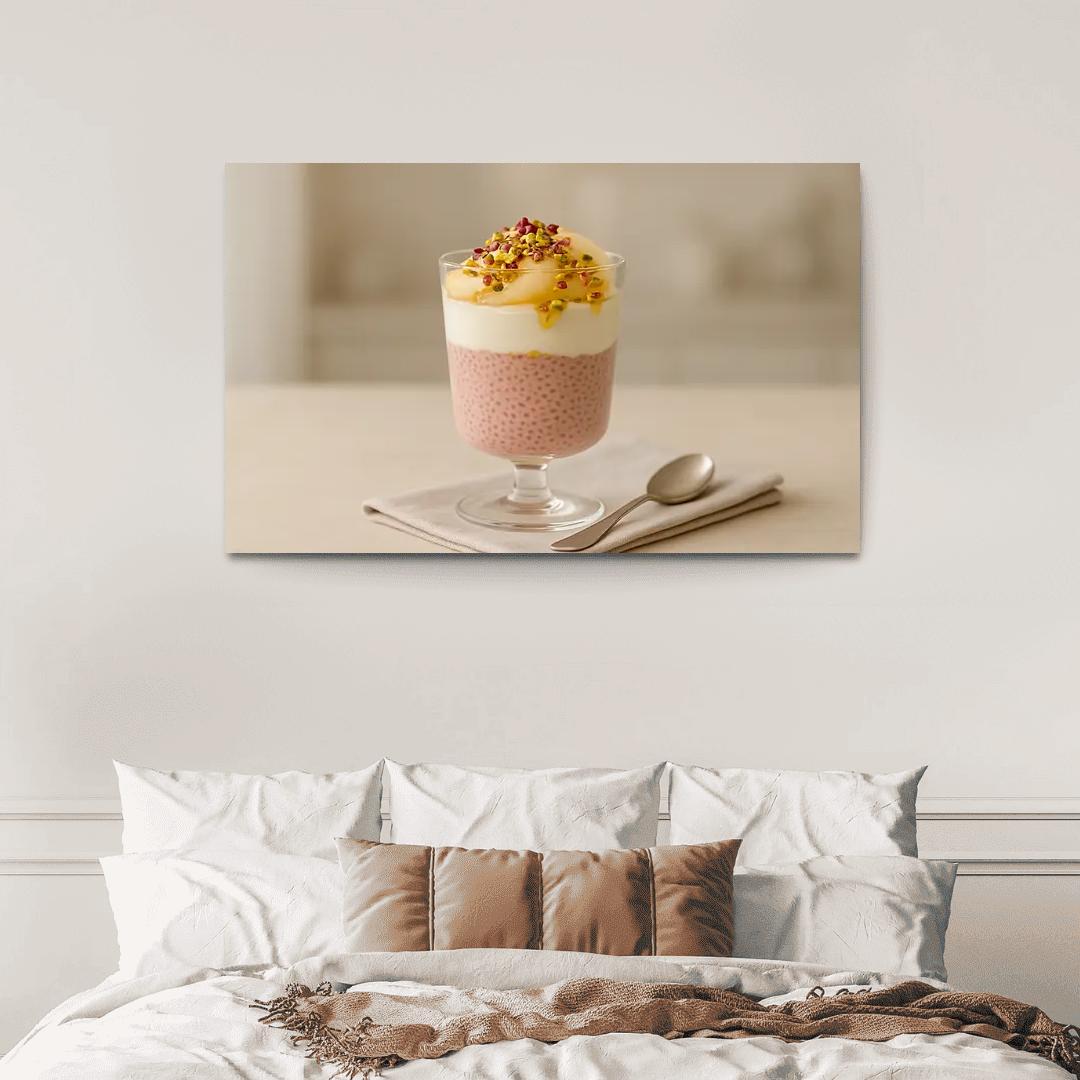 Rose Cardamom Chia Pudding Parfait With Poached Pear And Pistachio Crunch custom paintings frame