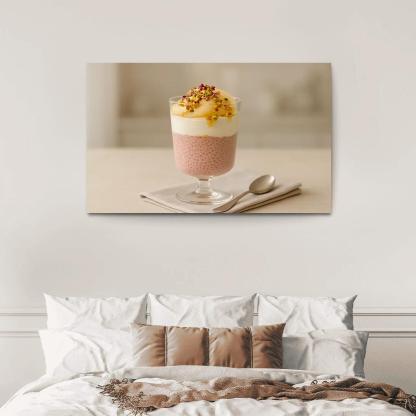 Rose Cardamom Chia Pudding Parfait With Poached Pear And Pistachio Crunch custom paintings frame