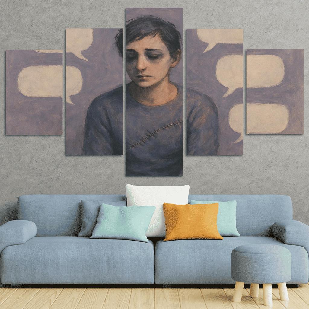 Invisible Scars Mental Health And The Weight Of Silence multi-panel paintings