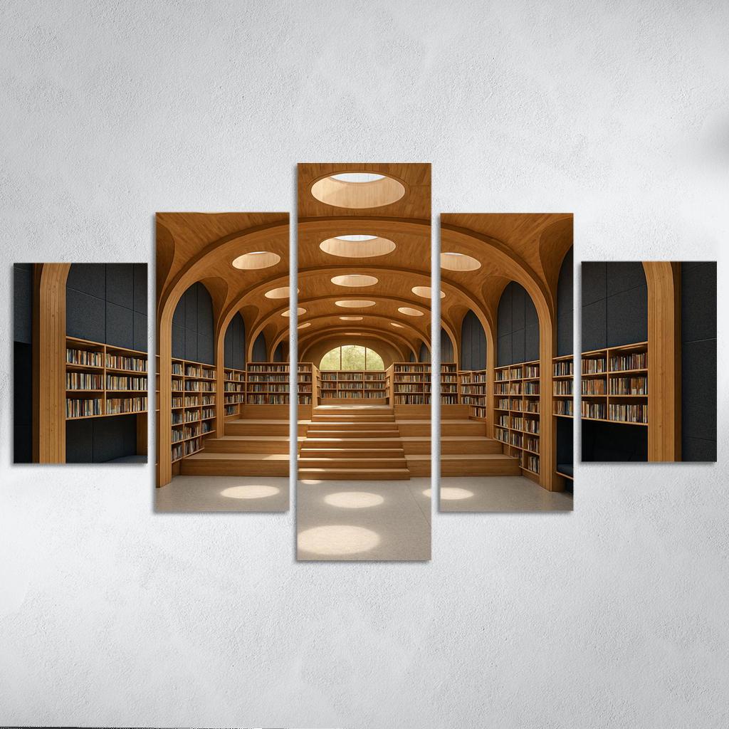 Timber Vault Library With Daylight Constellations decor
