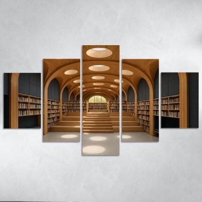 Timber Vault Library With Daylight Constellations decor