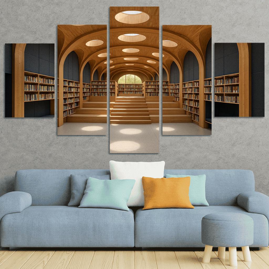 Timber Vault Library With Daylight Constellations decor