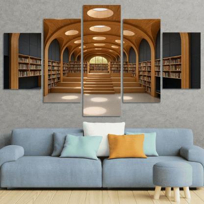 Timber Vault Library With Daylight Constellations decor