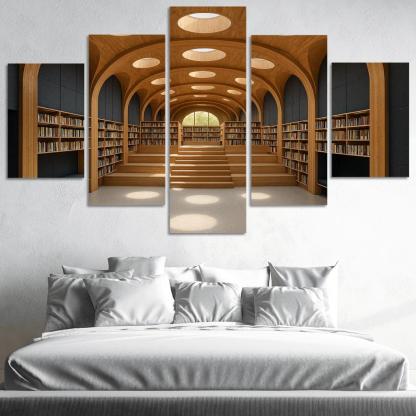 Timber Vault Library With Daylight Constellations decor