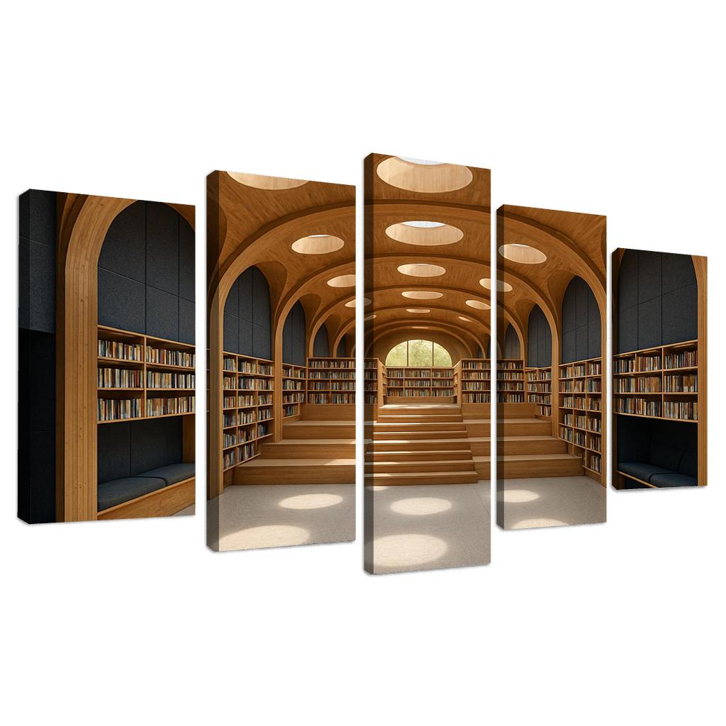 Timber Vault Library With Daylight Constellations decor