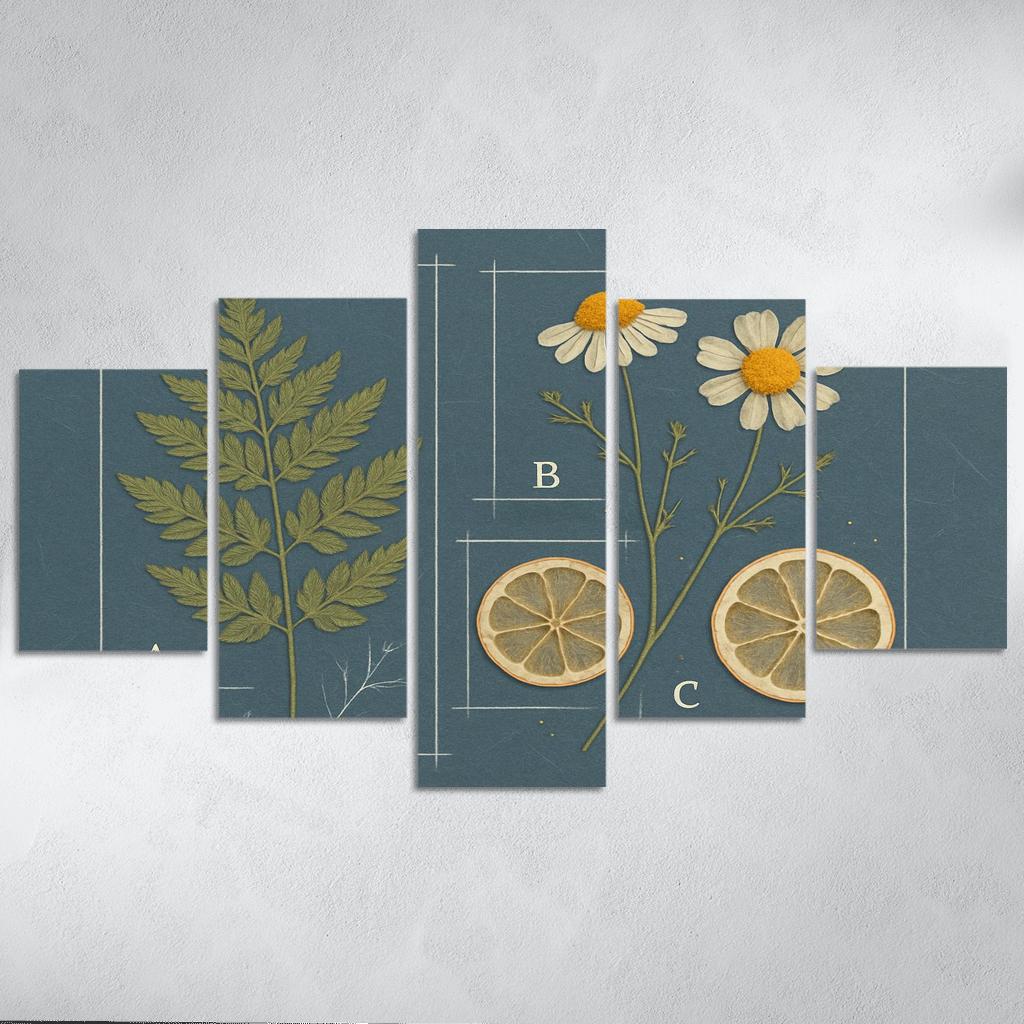 Herbarium Blueprint Collage With Pressed Petals custom paintings frame