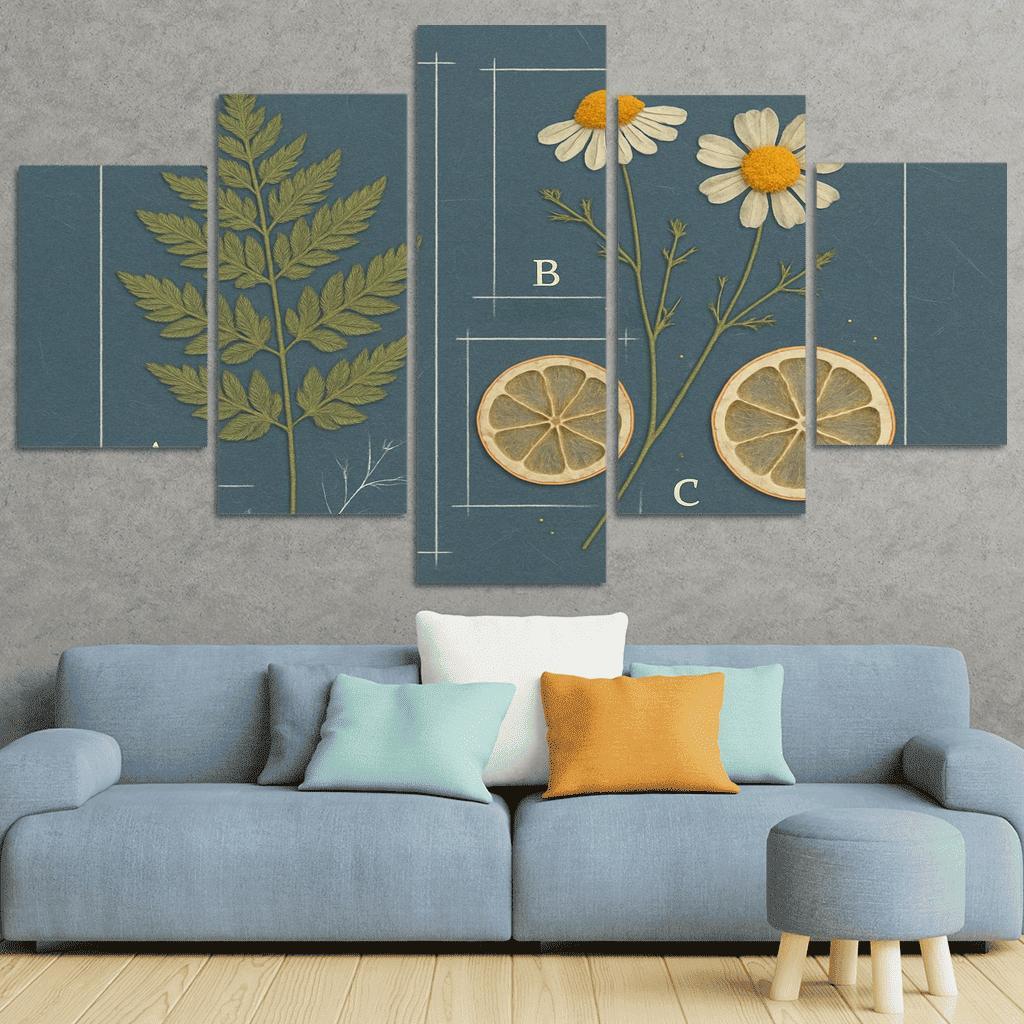 Herbarium Blueprint Collage With Pressed Petals custom paintings frame