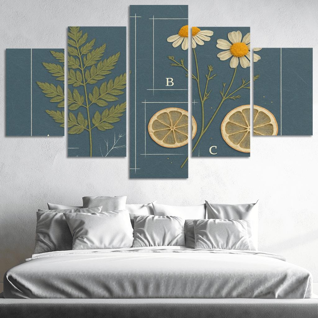 Herbarium Blueprint Collage With Pressed Petals custom paintings frame