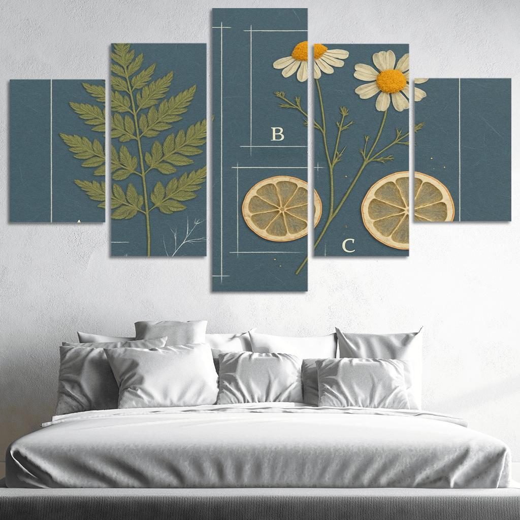 Herbarium Blueprint Collage With Pressed Petals custom paintings frame