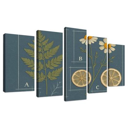 Herbarium Blueprint Collage With Pressed Petals custom paintings frame