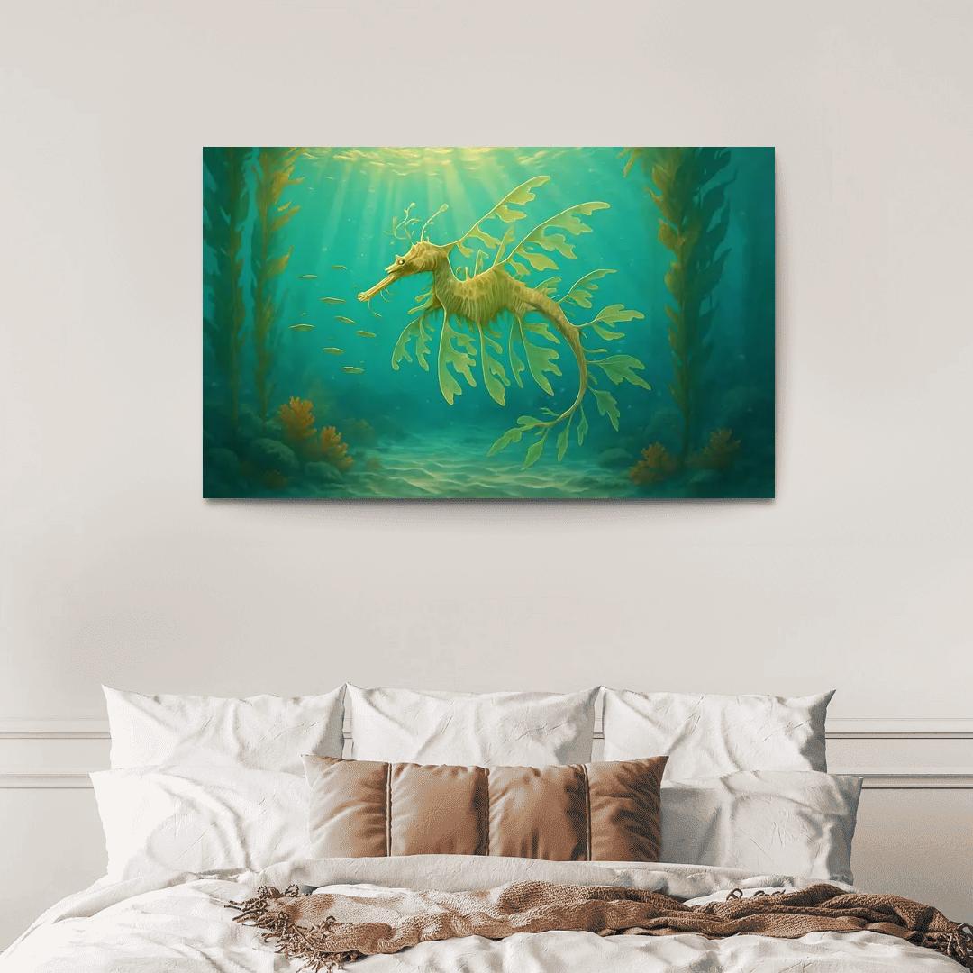 The Luminous Leafy Seadragon Drifting Through Kelp Forest multi-panel paintings