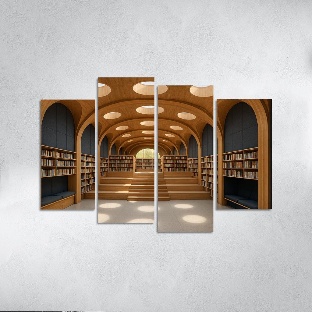Timber Vault Library With Daylight Constellations decor