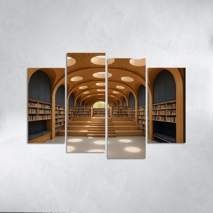 Timber Vault Library With Daylight Constellations decor