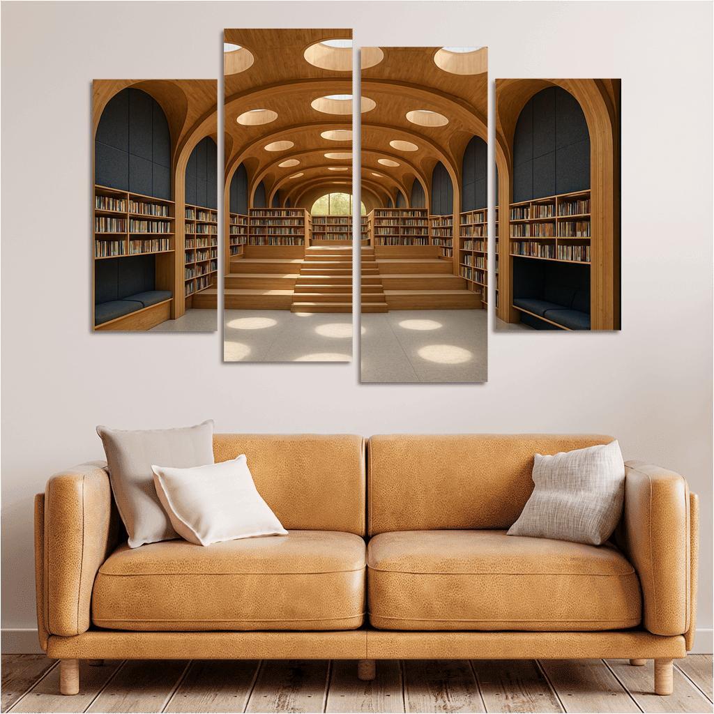 Timber Vault Library With Daylight Constellations decor
