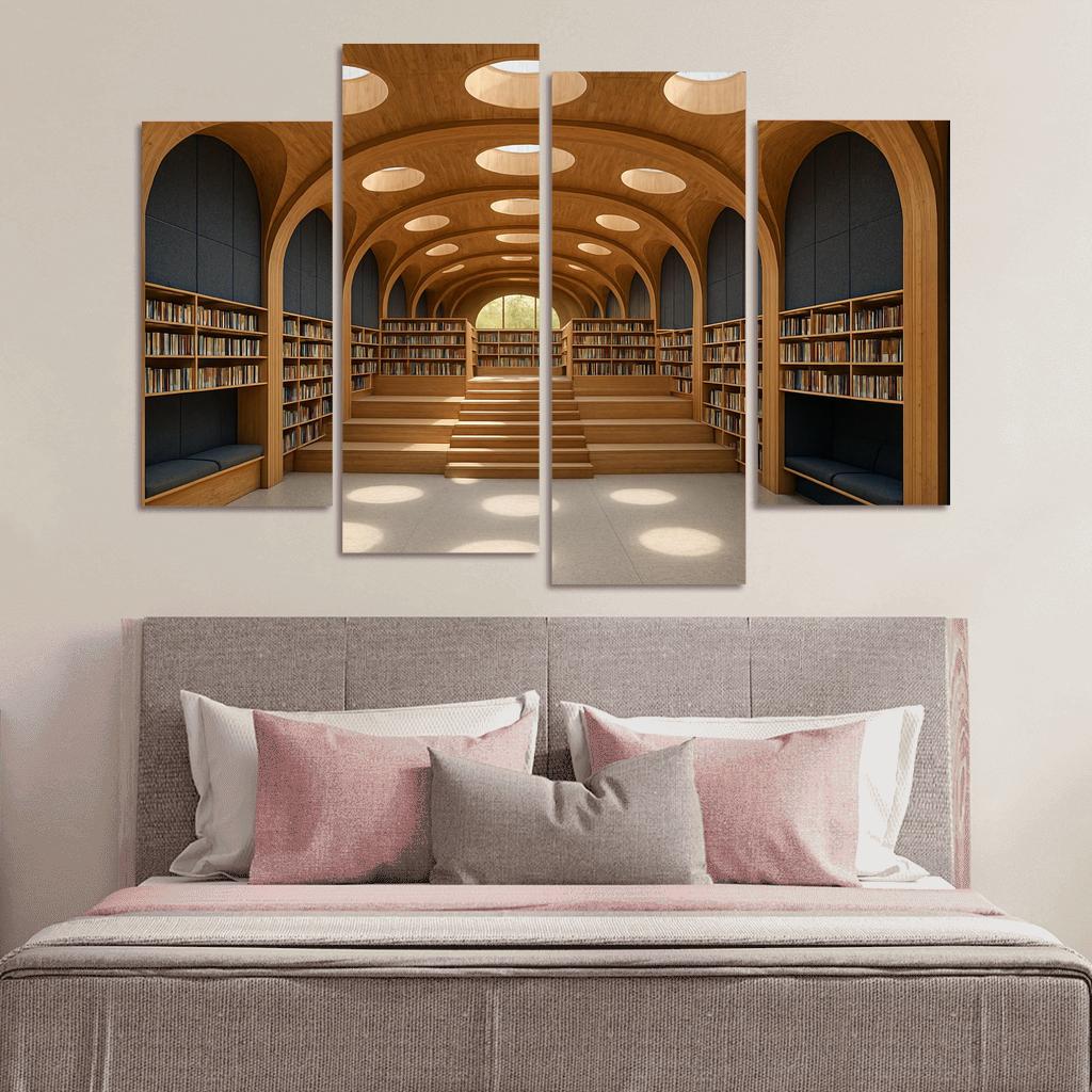 Timber Vault Library With Daylight Constellations decor