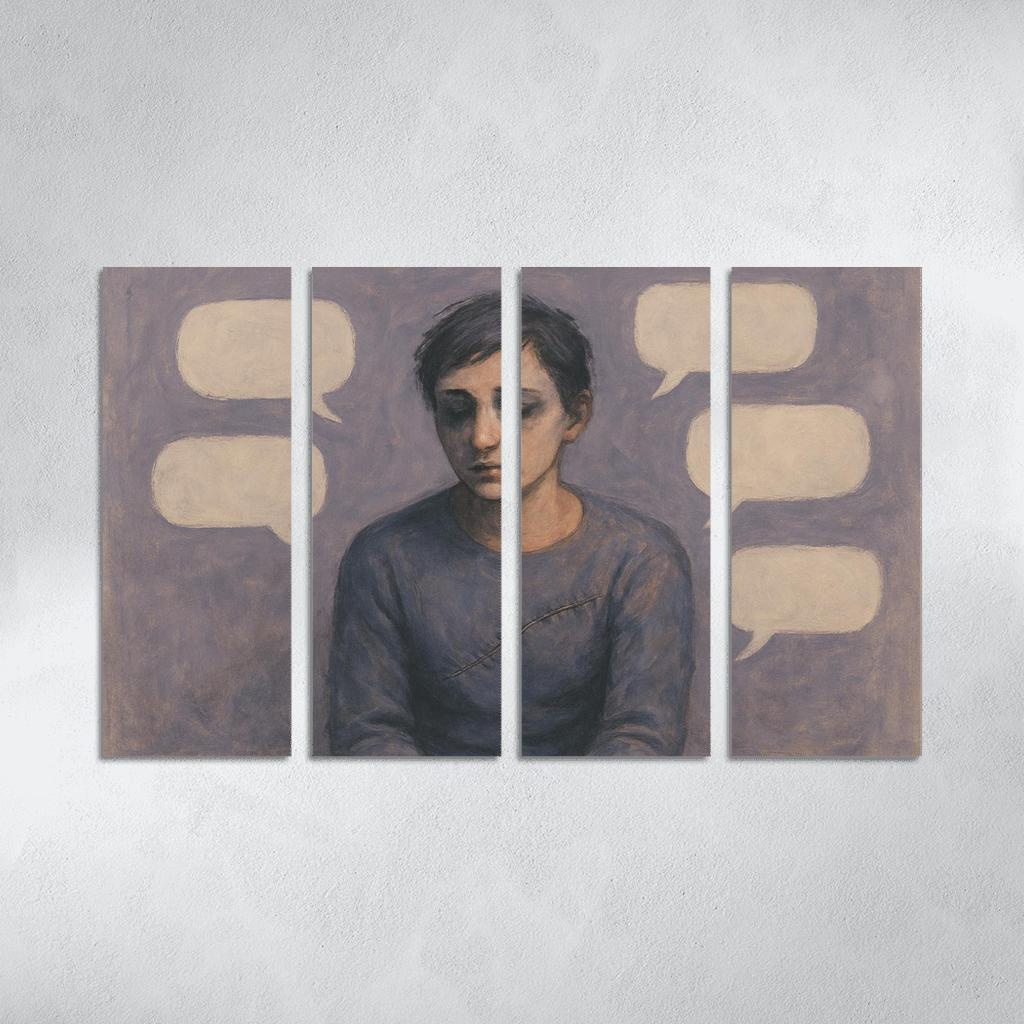 Invisible Scars Mental Health And The Weight Of Silence multi-panel paintings