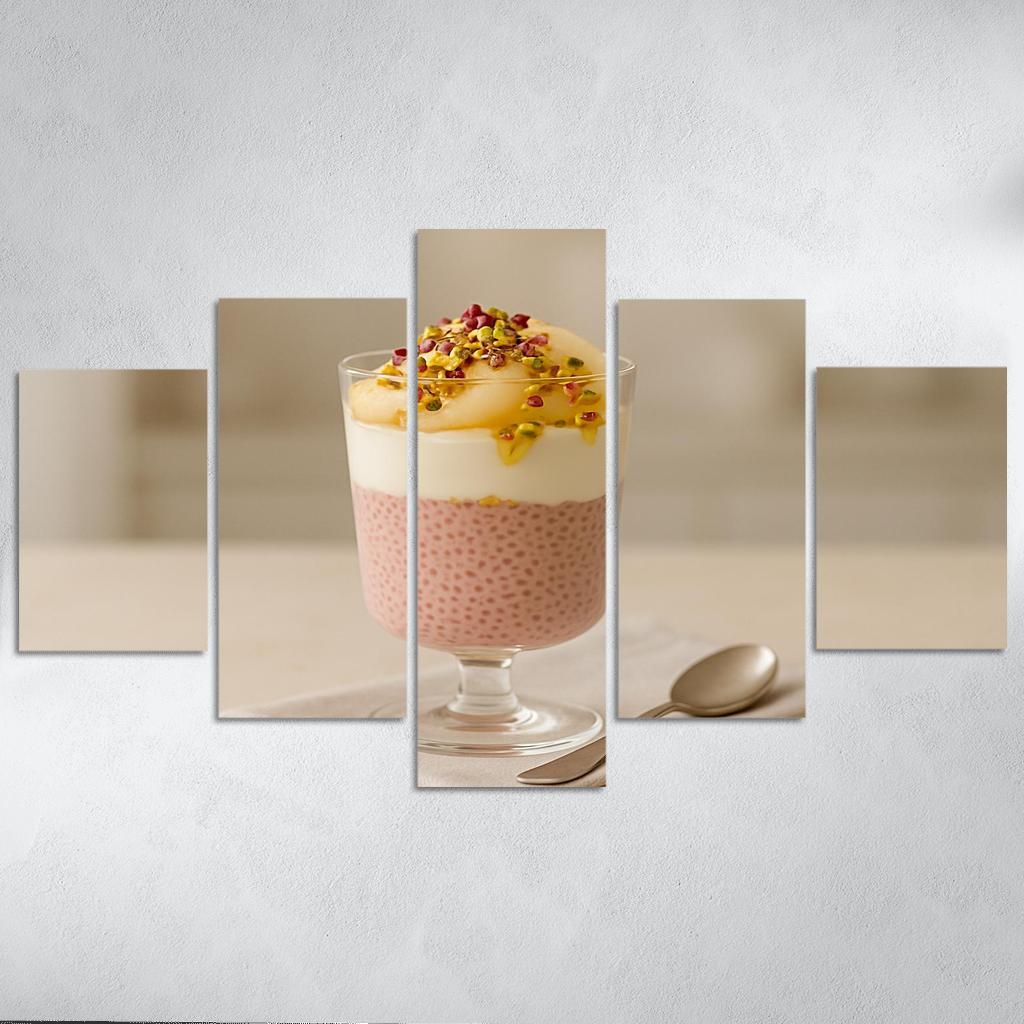 Rose Cardamom Chia Pudding Parfait With Poached Pear And Pistachio Crunch custom paintings frame