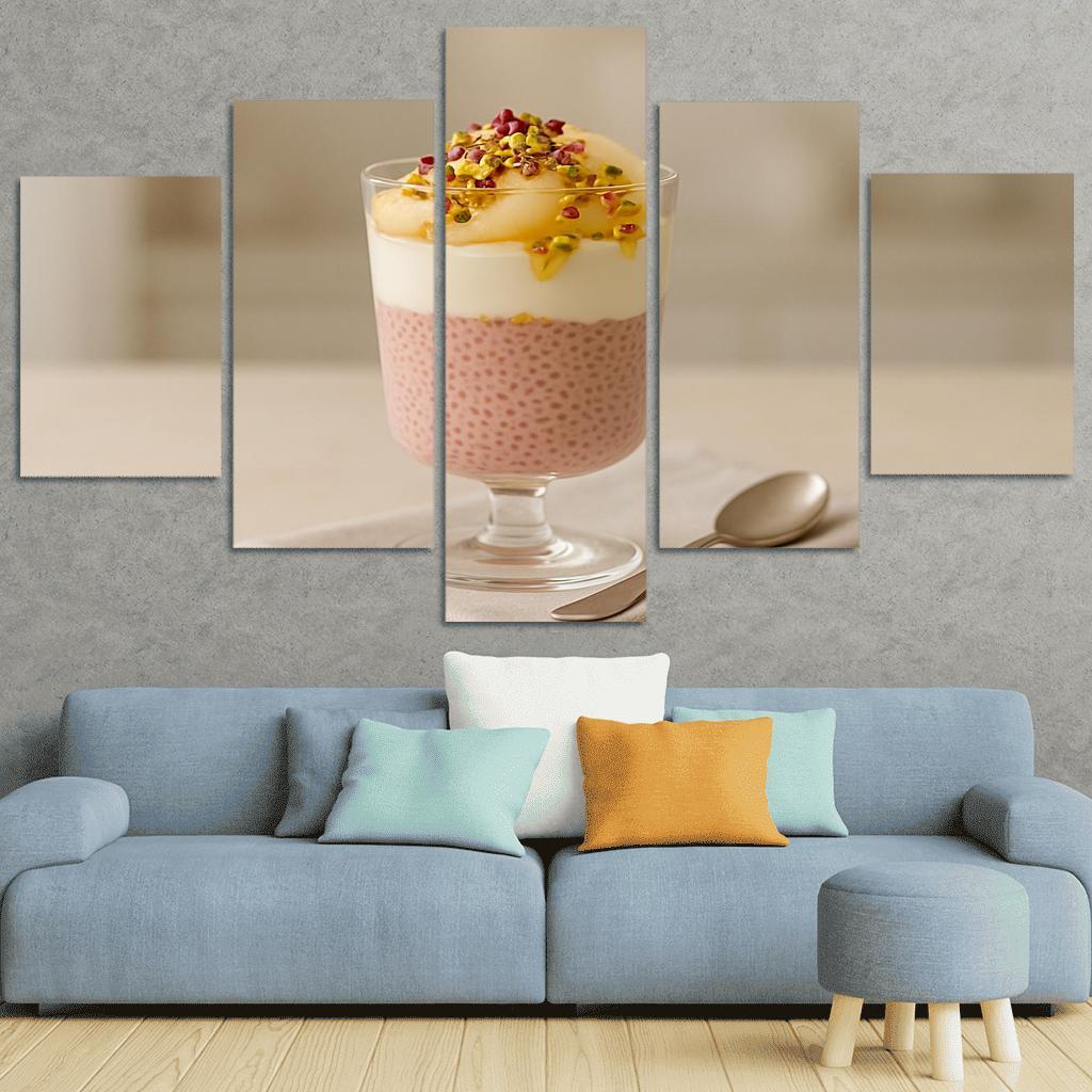 Rose Cardamom Chia Pudding Parfait With Poached Pear And Pistachio Crunch custom paintings frame
