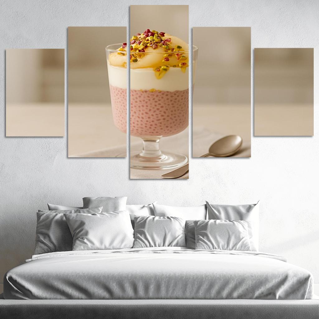 Rose Cardamom Chia Pudding Parfait With Poached Pear And Pistachio Crunch custom paintings frame
