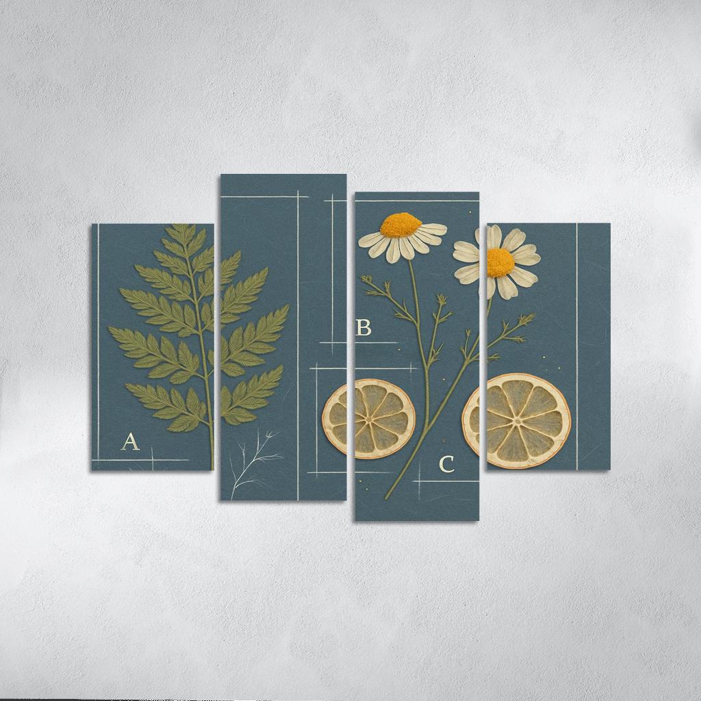 Herbarium Blueprint Collage With Pressed Petals custom paintings frame