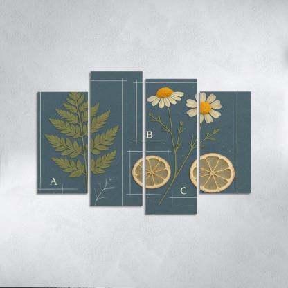 Herbarium Blueprint Collage With Pressed Petals custom paintings frame