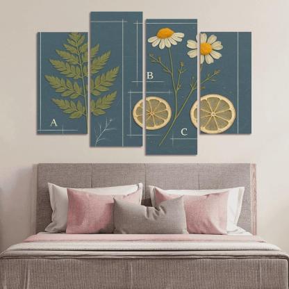 Herbarium Blueprint Collage With Pressed Petals custom paintings frame