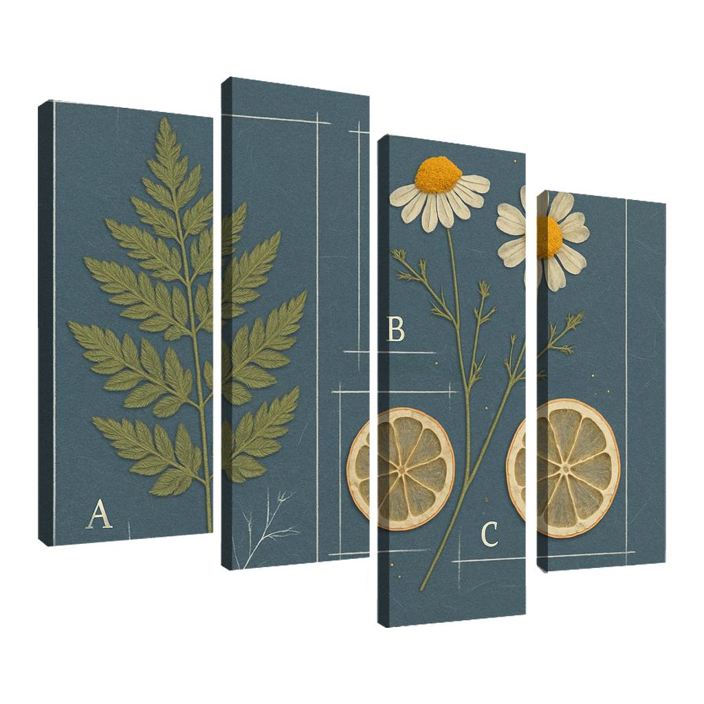 Herbarium Blueprint Collage With Pressed Petals custom paintings frame