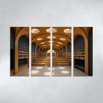 Timber Vault Library With Daylight Constellations decor