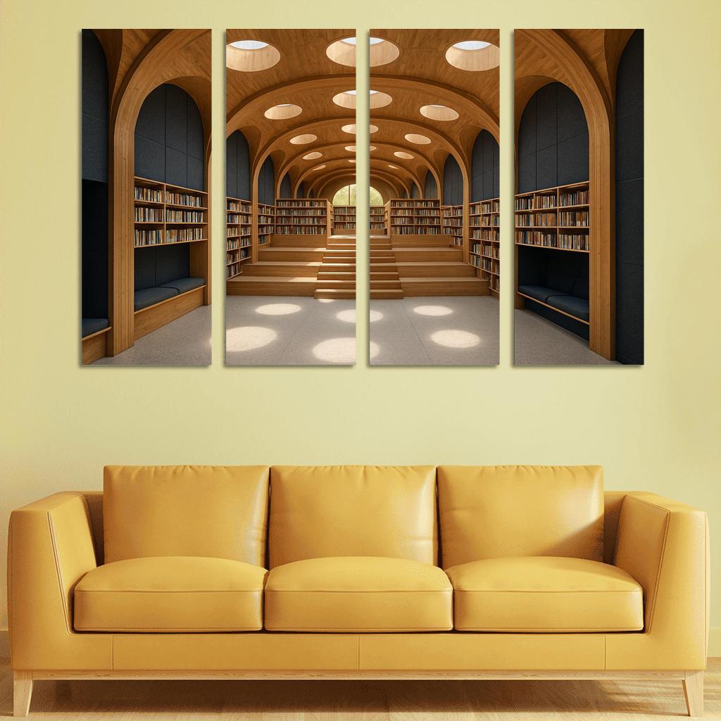Timber Vault Library With Daylight Constellations decor