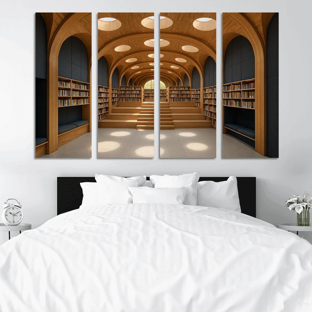 Timber Vault Library With Daylight Constellations decor
